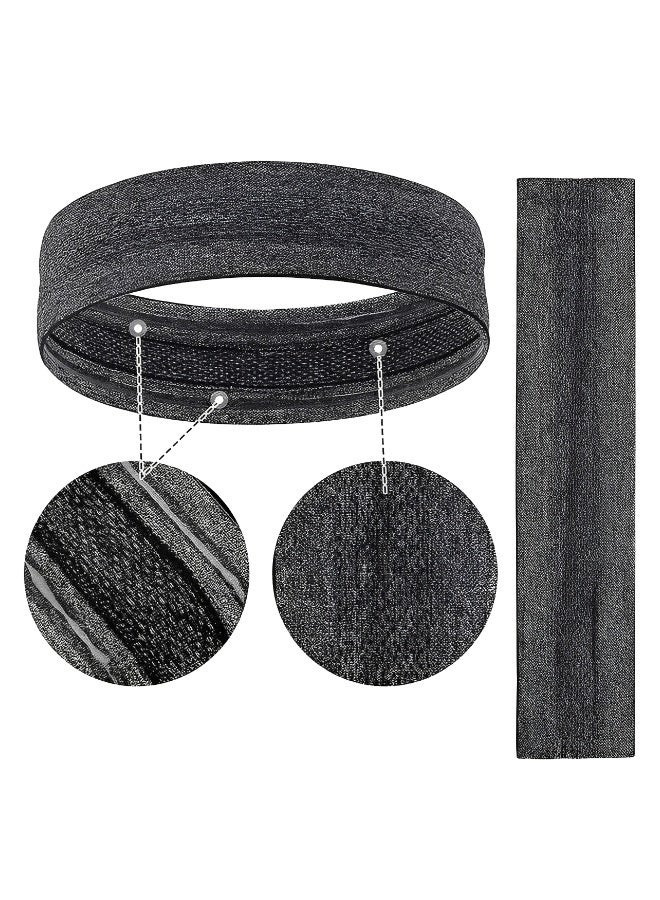 2 قطعة من عصابات الرأس المضادة للانزلاق عصابات الرأس القابلة للتنفس والمقاومة للعرق للتمارين الرياضية في صالة الألعاب الرياضية باللون الأسود والرمادي الفاتح  إكسسوارات معصم مريحة تمتص العرق - Image 4